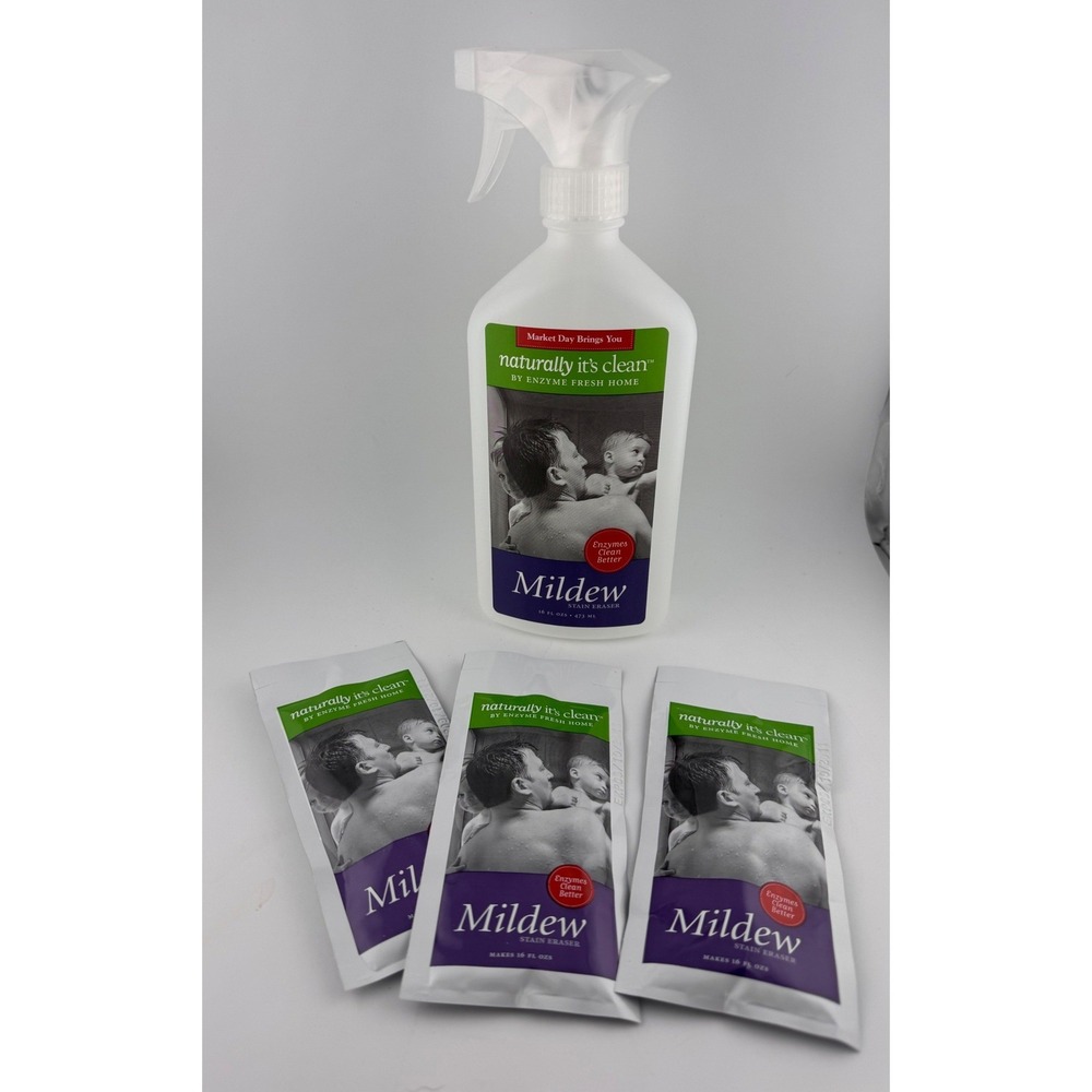 Naturally Its Clean Mildew Cleanser Concentrate Spray‎ Bottle 3 Packets